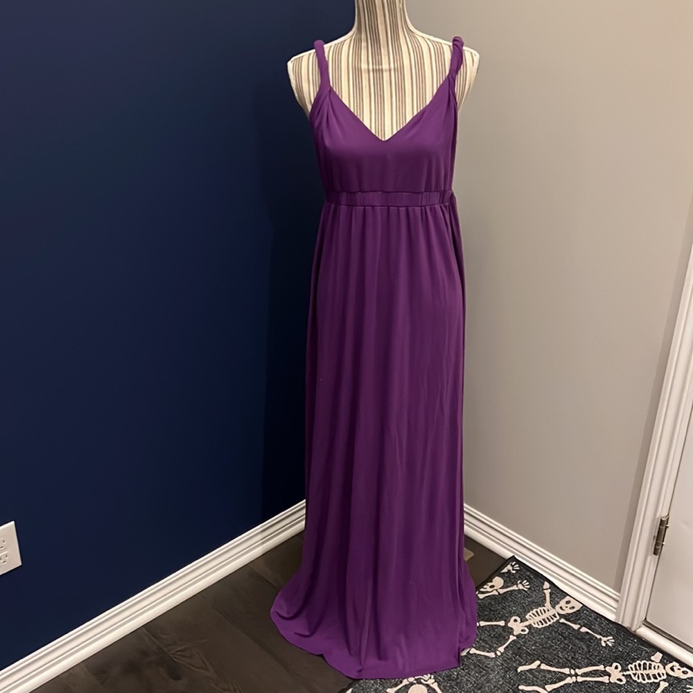 Purple Rolled Strap Maxi Dress